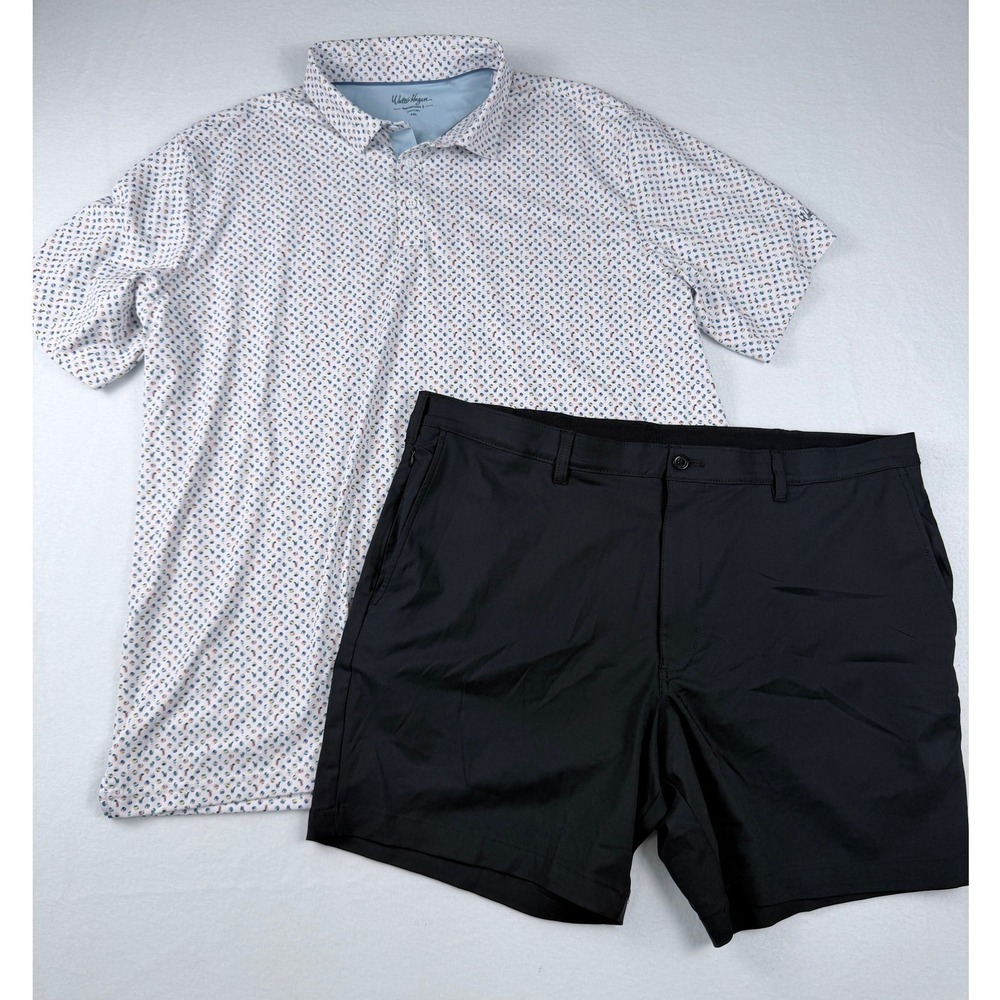 Walter Hagen Mens Golf Outfit Set Polo Shirt XXL and Black Shorts 40 Performance